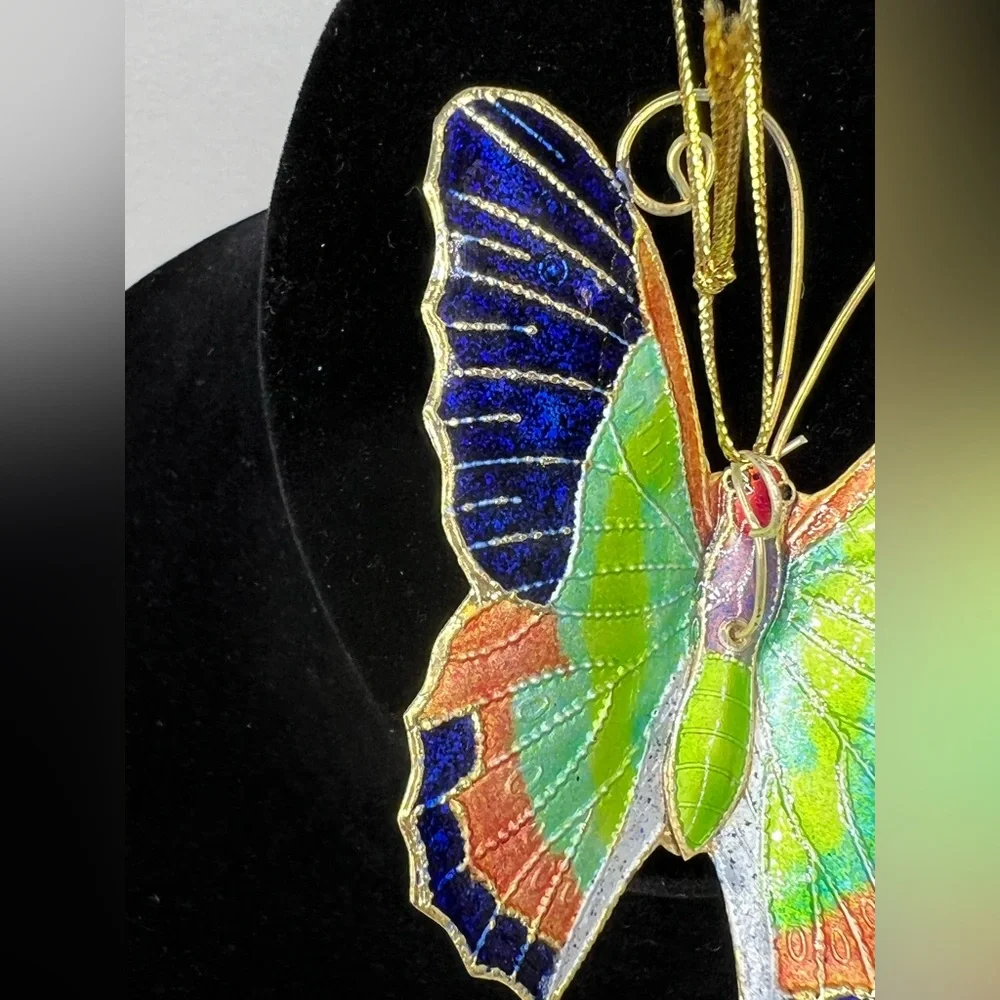 Vintage Gold Tone Enamel Butterfly